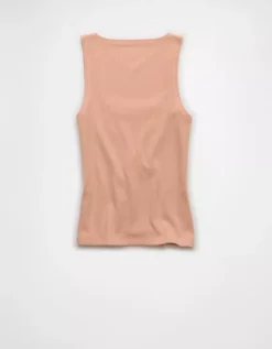 AE Square Neck Plush Tank Top Peach -American Eagle Fashion 1531 6489 823 b