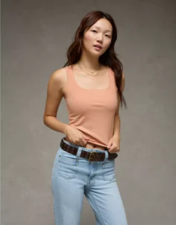 AE Square Neck Plush Tank Top Peach