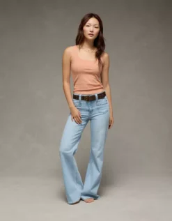 AE Square Neck Plush Tank Top Peach -American Eagle Fashion 1531 6489 823 os