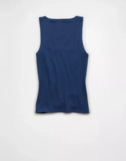 AE Square Neck Plush Tank Top Deep Sea Blue -American Eagle Fashion 1531 6489 911 b