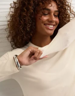 AE Soft & Sexy Long Sleeve T-Shirt Cream -American Eagle Fashion 1532 1207 106 os