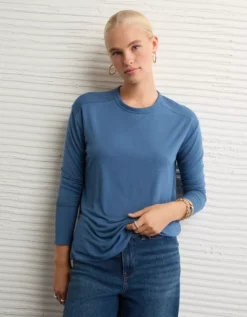 AE Soft & Sexy Long Sleeve T-Shirt Navy -American Eagle Fashion 1532 1207 410 os