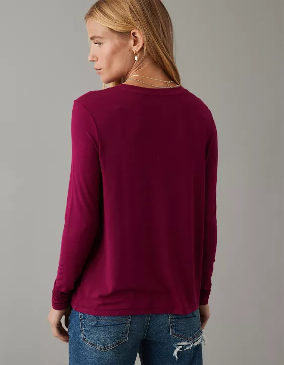 AE Soft & Sexy Long-Sleeve Pocket Tee 2 AE Soft & Sexy Long-Sleeve Pocket Tee - Image 2