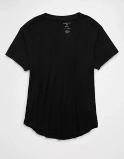 AE Soft & Sexy V-Neck T-Shirt Black -American Eagle Fashion 1537 1136 001 f