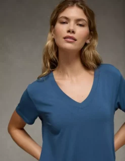 AE Soft & Sexy V-Neck T-Shirt Navy -American Eagle Fashion 1537 1205 410 d2