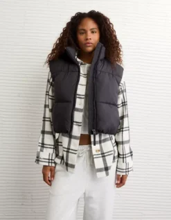 AE Puffer Vest Black -American Eagle Fashion 1539 3727 001 os
