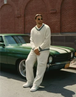 AE X Tru Kolors Chenille Baggy Trouser Cream