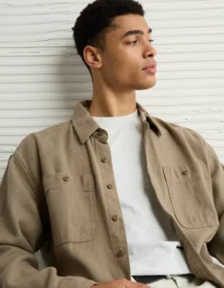 AE Textured Flannel Shirt Camo Green -American Eagle Fashion 2151 2895 329 d2