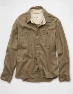 AE Textured Flannel Shirt Camo Green -American Eagle Fashion 2151 2895 329 f