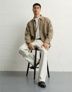 AE Textured Flannel Shirt Camo Green