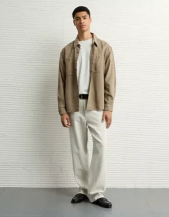 AE Textured Flannel Shirt Camo Green -American Eagle Fashion 2151 2895 329 os