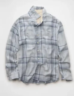 AE Textured Flannel Shirt Blue -American Eagle Fashion 2151 2895 400 f