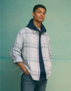 AE Textured Flannel Shirt Blue