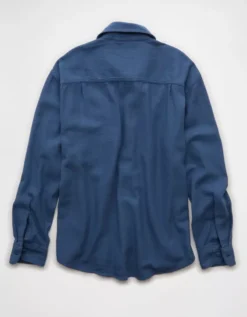 AE Textured Flannel Shirt Navy -American Eagle Fashion 2151 2895 410 b