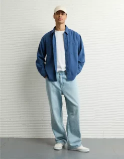 AE Textured Flannel Shirt Navy