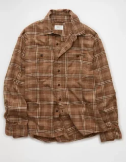 AE Relaxed Fit Everyday Flannel Shirt Brown -American Eagle Fashion 2151 3003 200 f