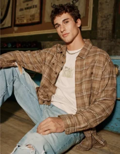 AE Relaxed Fit Everyday Flannel Shirt Brown