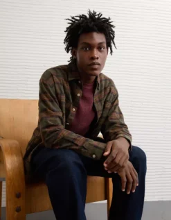 AE Relaxed Fit Everyday Flannel Shirt Green -American Eagle Fashion 2151 3003 300 d2