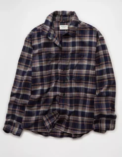 AE Relaxed Fit Everyday Flannel Shirt Rich Navy -American Eagle Fashion 2151 3003 405 f