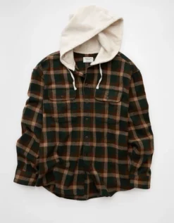 AE Hooded Flannel Shirt Green -American Eagle Fashion 2153 2982 300 f