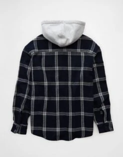 AE Hooded Flannel Shirt Rich Navy -American Eagle Fashion 2153 2982 405 b
