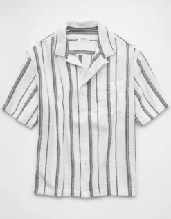 AE Poolside Striped Button-Up Shirt White -American Eagle Fashion 2154 2760 100 f