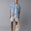 AE Poolside Floral Button-Up Shirt Blue