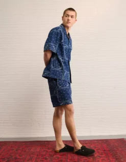 AE Poolside Printed Button-Up Shirt Dark Ink -American Eagle Fashion 2154 2902 970 l2