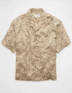 AE Poolside Button-Up Shirt Khaki -American Eagle Fashion 2154 2909 212 f