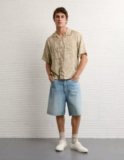 AE Poolside Button-Up Shirt Khaki -American Eagle Fashion 2154 2909 212 os