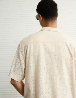 AE Poolside Button-Up Shirt White -American Eagle Fashion 2154 2915 100 d2