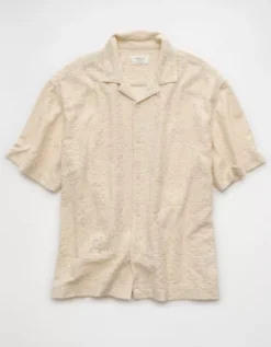AE Poolside Button-Up Shirt White -American Eagle Fashion 2154 2915 100 f