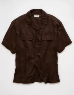 AE Poolside Button-Up Shirt Brown -American Eagle Fashion 2154 2916 200 f