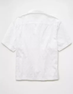 AE Poolside Textured Button-Up Shirt White -American Eagle Fashion 2154 2920 100 b