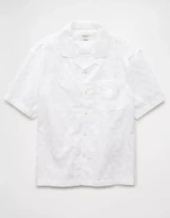 AE Poolside Textured Button-Up Shirt White -American Eagle Fashion 2154 2920 100 f