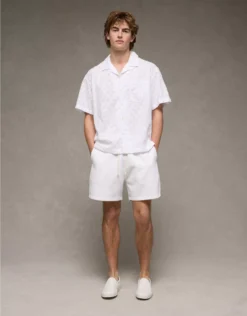 AE Poolside Textured Button-Up Shirt White