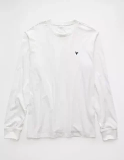 AE Lightweight Icon Long-Sleeve T-Shirt Air White -American Eagle Fashion 2171 3937 101 f