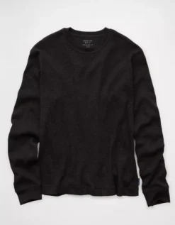 AE Cozy Waffle Thermal T-Shirt Smokey Cinders -American Eagle Fashion 2171 3967 002 f