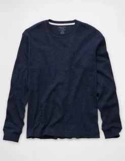AE Cozy Waffle Thermal T-Shirt Navy -American Eagle Fashion 2171 3967 410 f
