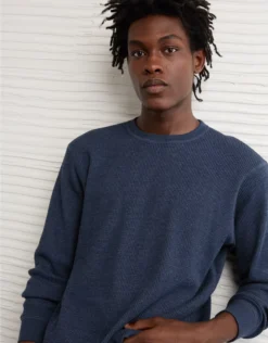 AE Cozy Waffle Thermal T-Shirt Navy