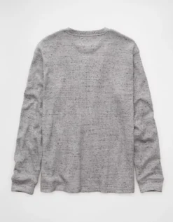 AE Cozy Waffle Thermal T-Shirt Medium Heather Gray -American Eagle Fashion 2171 4049 012 b