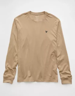 AE Lightweight Icon Long-Sleeve T-Shirt Desert Khaki -American Eagle Fashion 2171 4107 219 f