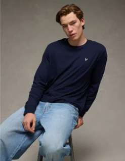 AE Lightweight Icon Long-Sleeve T-Shirt Rich Navy