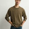AE Long-Sleeve Boxy Sueded Jersey T-Shirt Bunker Olive