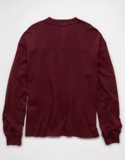 AE Long-Sleeve Boxy Sueded Jersey T-Shirt Wineberry -American Eagle Fashion 2171 4569 902 b