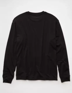 AE 24/7 Long-Sleeve Training T-Shirt Black -American Eagle Fashion 2171 4584 001 b