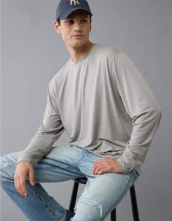 AE 24/7 Long-Sleeve Training T-Shirt Silver