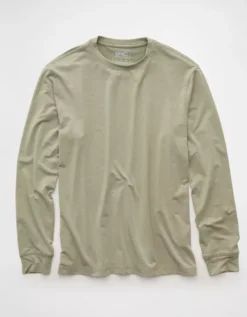 AE 24/7 Long-Sleeve Training T-Shirt Olive -American Eagle Fashion 2171 4584 309 f