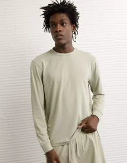 AE 24/7 Long-Sleeve Training T-Shirt Olive -American Eagle Fashion 2171 4584 309 os
