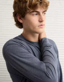 AE 24/7 Long-Sleeve Training T-Shirt Super Indigo -American Eagle Fashion 2171 4584 427 d2